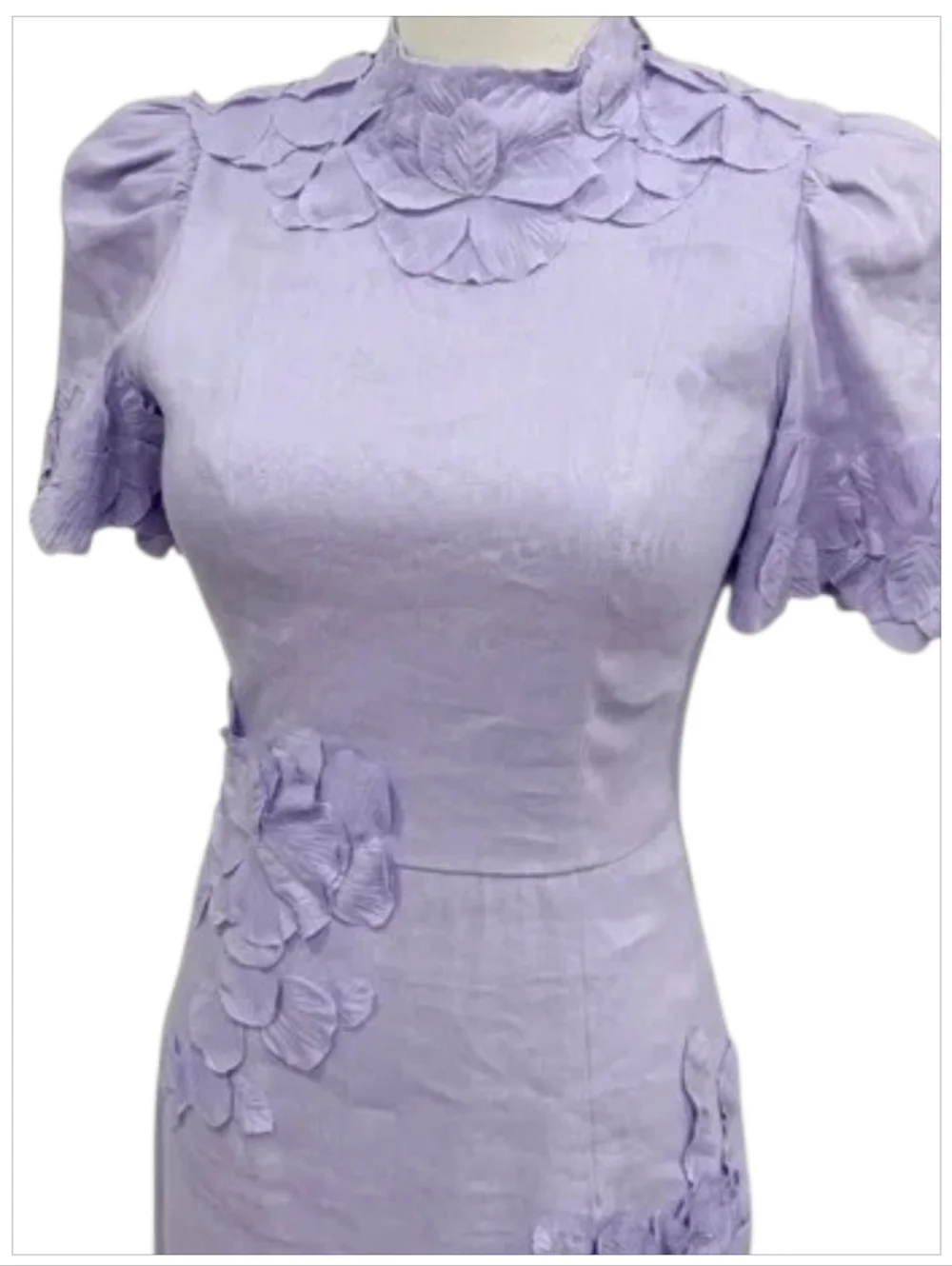 Antonio Melani Willow Floral Applique Mock Neck Midi Dress  Purple Sz 10 NWT - Picture 4 of 11